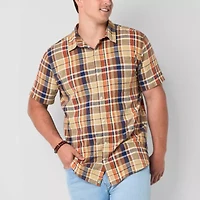 mutual weave Mens Short Sleeve Regular Fit Big and Tall Button-Down Shirt