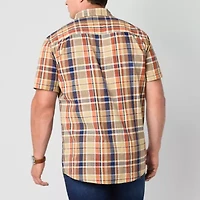 mutual weave Mens Easy-on + Easy-off Short Sleeve Classic Fit Big and Tall Button-Down Shirt
