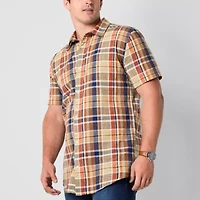 mutual weave Mens Easy-on + Easy-off Short Sleeve Classic Fit Big and Tall Button-Down Shirt