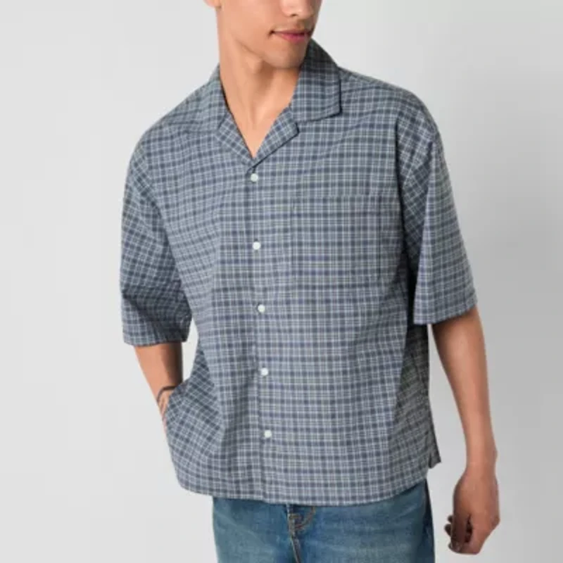 Arizona Mens Relaxed Fit Short Sleeve Button-Down Shirt