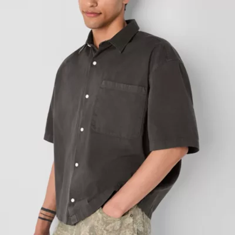 Arizona Mens Short Sleeve Regular Fit Button-Down Shirt