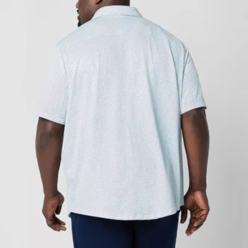 St. John's Bay Performance Knit Mens Short Sleeve Classic Fit Stretch Fabric Big and Tall Button-Down Shirt