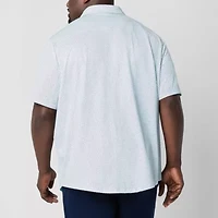 St. John's Bay Performance Knit Mens Short Sleeve Classic Fit Stretch Fabric Big and Tall Button-Down Shirt