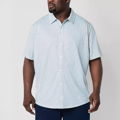 St. John's Bay Performance Knit Mens Short Sleeve Classic Fit Stretch Fabric Big and Tall Button-Down Shirt