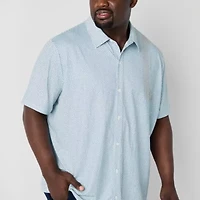St. John's Bay Performance Knit Mens Short Sleeve Classic Fit Stretch Fabric Big and Tall Button-Down Shirt