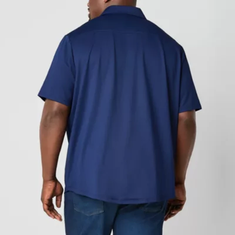 St. John's Bay Knit Performance Mens Short Sleeve Classic Fit Big and Tall Button-Down Shirt
