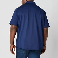 St. John's Bay Knit Performance Mens Short Sleeve Classic Fit Big and Tall Button-Down Shirt