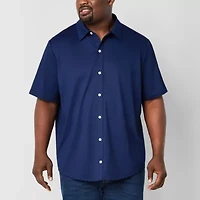 St. John's Bay Knit Performance Mens Short Sleeve Classic Fit Big and Tall Button-Down Shirt