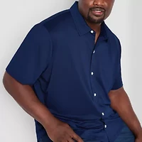 St. John's Bay Knit Performance Mens Short Sleeve Classic Fit Big and Tall Button-Down Shirt