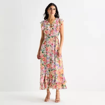 Melonie T Womens Sleeveless Floral Maxi Dress
