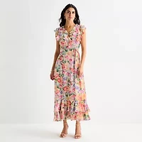 Melonie T Womens Sleeveless Floral Maxi Dress