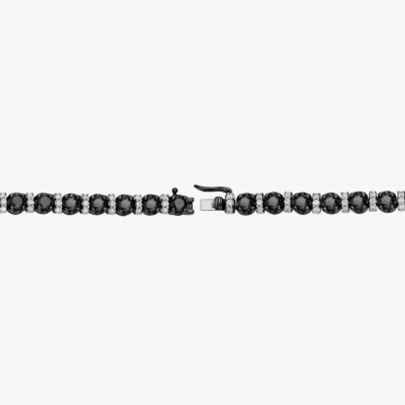 Midnight Black Limited Quantities! Womens 10 Ct.T.W. Natural Black Diamond Sterling Silver Round Tennis Bracelet