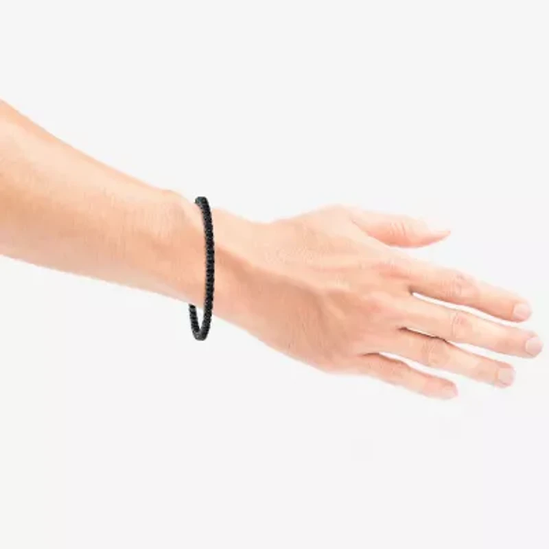 Midnight Black Limited Quantities! Mens 7 Ct.T.W. Natural Black Diamond Sterling Silver Round Tennis Bracelet