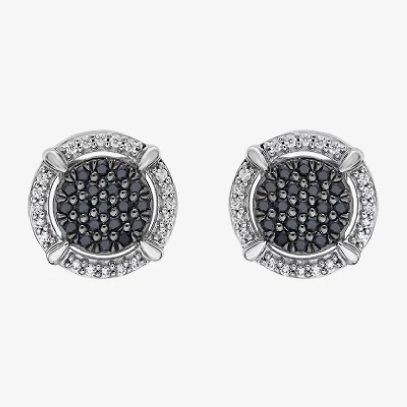 Midnight Black Limited Quantities! 1/2 CT. T.W. Natural Black Diamond Sterling Silver 10.5mm Round Stud Earrings