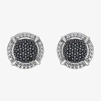 Midnight Black Limited Quantities! 1/2 CT. T.W. Natural Black Diamond Sterling Silver 10.5mm Round Stud Earrings