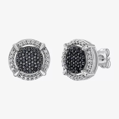 Midnight Black Limited Quantities! 1/2 CT. T.W. Natural Black Diamond Sterling Silver 10.5mm Round Stud Earrings