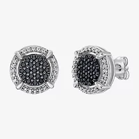 Midnight Black Limited Quantities! 1/2 CT. T.W. Natural Black Diamond Sterling Silver 10.5mm Round Stud Earrings