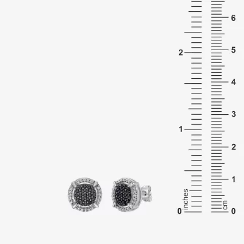 Midnight Black Limited Quantities! 1/2 CT. T.W. Natural Black Diamond Sterling Silver 10.5mm Round Stud Earrings