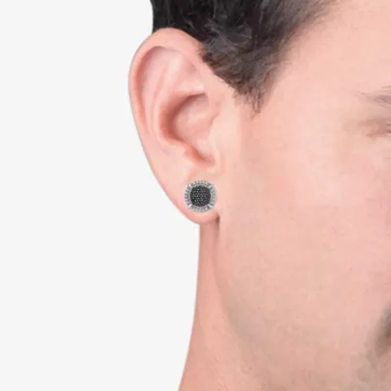 Midnight Black Limited Quantities! 1/2 CT. T.W. Natural Black Diamond Sterling Silver 10.5mm Round Stud Earrings