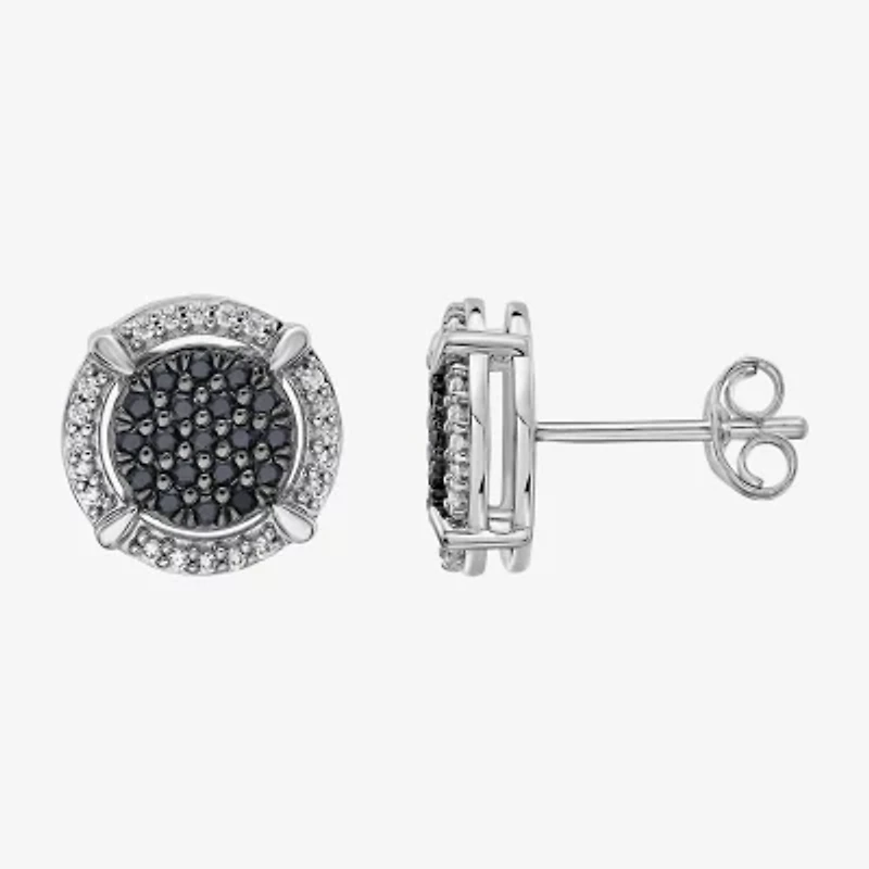 Midnight Black Limited Quantities! 1/2 CT. T.W. Natural Black Diamond Sterling Silver 10.5mm Round Stud Earrings