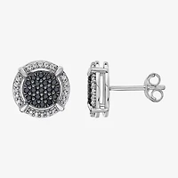 Midnight Black Limited Quantities! 1/2 CT. T.W. Natural Black Diamond Sterling Silver 10.5mm Round Stud Earrings