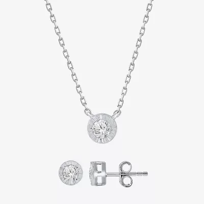 Limited Quantities! Womens 1/3 CT. T.W. Natural White Diamond Sterling Silver Round 2-pc. Jewelry Set