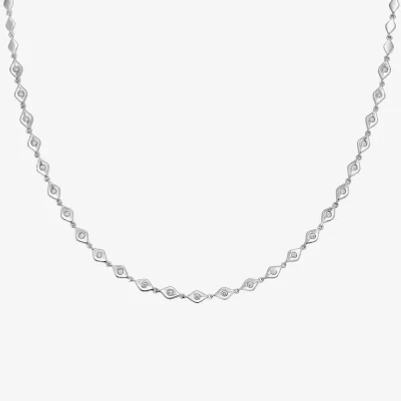 Limited Quantities! Womens White Diamond Sterling Silver 18 Inch Tennis Necklace