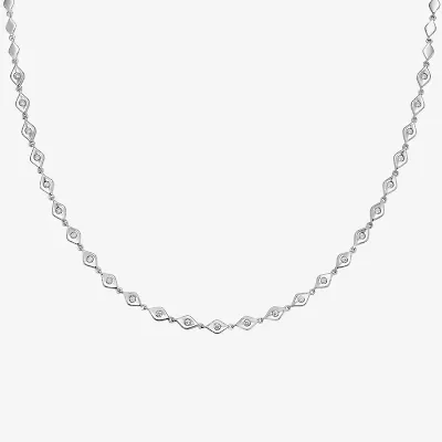 Limited Quantities! Womens White Diamond Sterling Silver 18 Inch Tennis Necklace