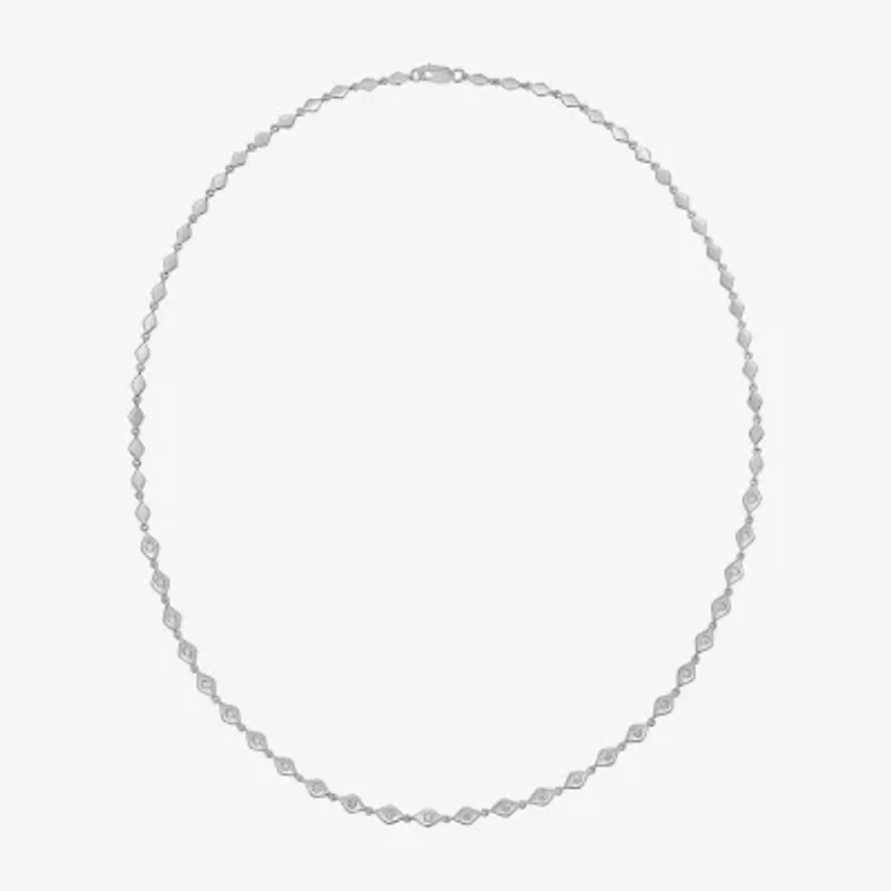 Limited Quantities! Womens White Diamond Sterling Silver 18 Inch Tennis Necklace