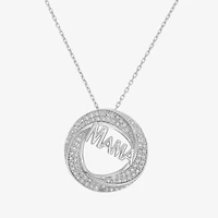 Limited Quantities! "Mama" Womens 1/3 CT. T.W. Natural White Diamond Sterling Silver Circle 18 Inch Pendant Necklace
