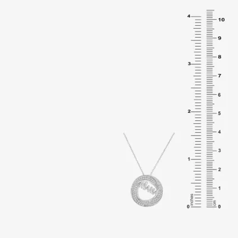 Limited Quantities! "Mama" Womens 1/3 CT. T.W. Natural White Diamond Sterling Silver Circle 18 Inch Pendant Necklace