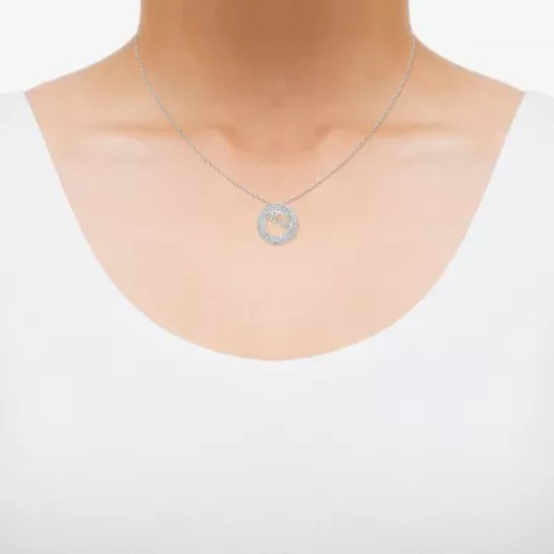 Limited Quantities! "Mama" Womens 1/3 CT. T.W. Natural White Diamond Sterling Silver Circle 18 Inch Pendant Necklace