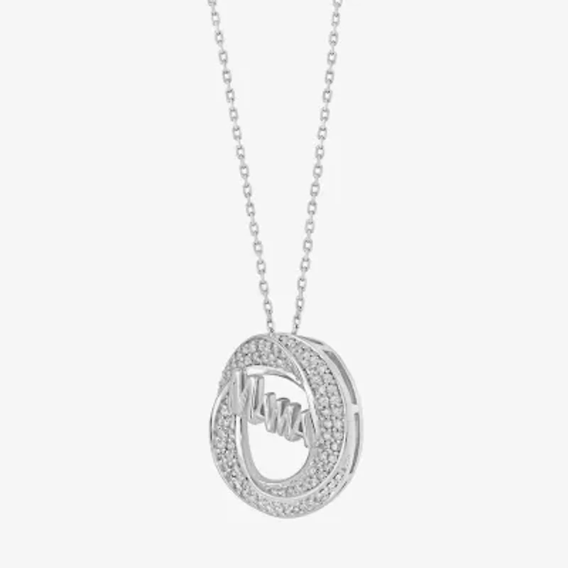 Limited Quantities! "Mama" Womens 1/3 CT. T.W. Natural White Diamond Sterling Silver Circle 18 Inch Pendant Necklace