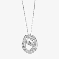 Limited Quantities! "Mama" Womens 1/3 CT. T.W. Natural White Diamond Sterling Silver Circle 18 Inch Pendant Necklace