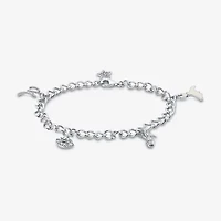 Limited Quantities! Womens 1/4 CT. T.W. Natural White Diamond Sterling Silver Round Charm Bracelet