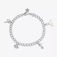 Limited Quantities! Womens 1/4 CT. T.W. Natural White Diamond Sterling Silver Round Charm Bracelet
