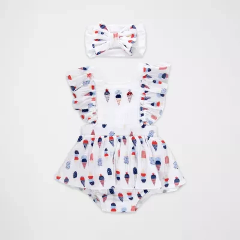 Baby Essentials Americana Girls Square Neck Sleeveless Bodysuit