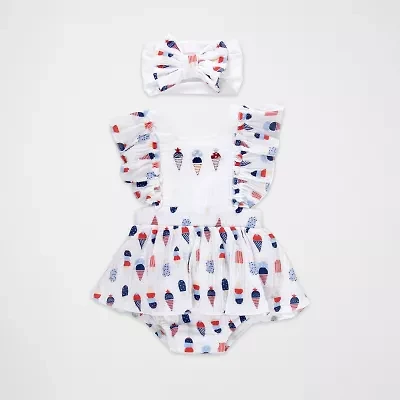Baby Essentials Americana Girls Square Neck Sleeveless Bodysuit