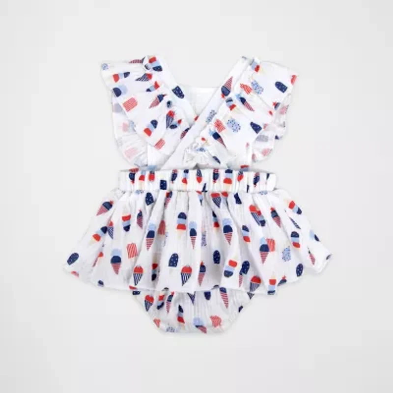 Baby Essentials Americana Girls Square Neck Sleeveless Bodysuit