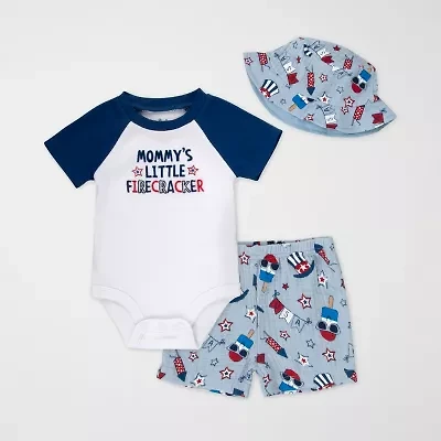 Baby Essentials Little Firecracker Boys 3-pc. Short Set
