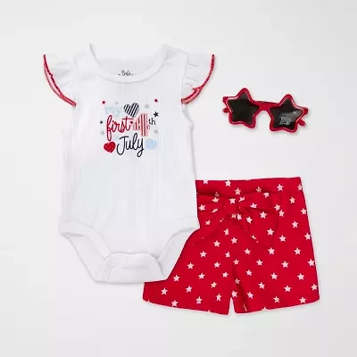 Baby Essentials First Fourth Of July Girls 2-pc. Short Set