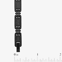 (Black / I3) Mens Stainless Steel Solid 8 1/2 Inch Link Bracelet