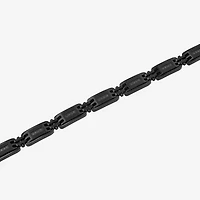 (Black / I3) Mens Stainless Steel Solid 8 1/2 Inch Link Bracelet