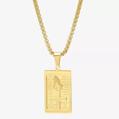 Steeltime Mens 18K Gold Over Stainless Steel 24 Inch Pendant Necklace