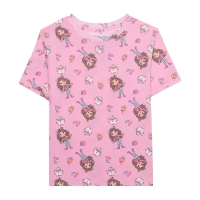 Little & Big Kid Girls Crew Neck Short Sleeve Regular Fit Gabby's Dollhouse Graphic T-Shirt