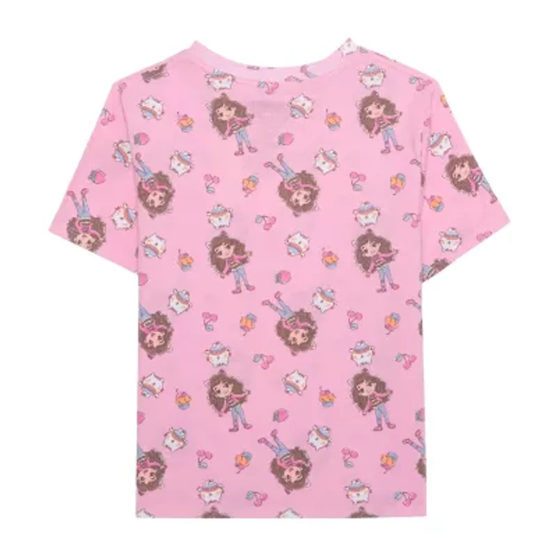 Little & Big Kid Girls Crew Neck Short Sleeve Regular Fit Gabby's Dollhouse Graphic T-Shirt