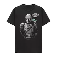 Mandalorian Little & Big Kid Boys Crew Neck Short Sleeve Regular Fit Star Wars Graphic T-Shirt