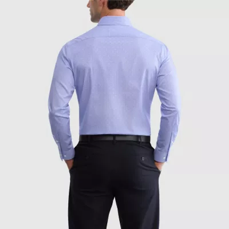 Van Heusen Everyday Defense Stain Shield Fitted Mens Modern Fit Stretch Fabric Wrinkle Free Long Sleeve Dress Shirt