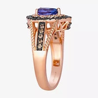 Le Vian Grand Sample Sale Le Vian Grand Sample Sale (I1 / Champagne) Womens 1/2 CT. Genuine Blue Tanzanite 14K Gold Pear Halo Side Stone Cocktail Ring