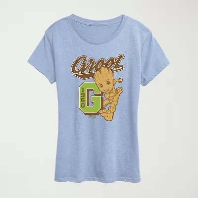 Groot Collegiate Womens Crew Neck Short Sleeve Classic Fit Graphic T-Shirt